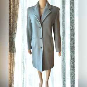 Gerard Darel Classic Long Gray/Blue Blazer Coat
